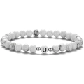 Bracelet de 6mm en turquoise blanche avec perle lettre U et accents argentés - Style Lettre U
