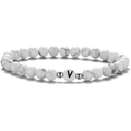 Bracelet en perles de turquoise blanche 6mm avec lettre V noire et séparateurs argentés - Style Lettre V