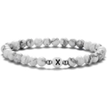 Bracelet en perles de turquoise blanche 6mm avec lettre X noire et perles en argent - Style Lettre X