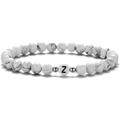 Bracelet en perles de turquoise blanche 6mm avec entretoises argent et lettre Z - Style Lettre Z