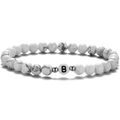 Bracelet en perles d'howlite blanche avec une perle ronde ornée de la lettre B noire - Style Lettre B