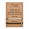 Handmade adjustable crystal bead bracelets for couples on display card with message - Couples Card Style (BNS-0384 -2)