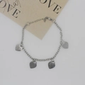 Silver stainless steel heart charm bracelet with lobster clasp and adjustable O-chain - With 1 Engraved Heart / Steel
