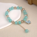 Handcrafted blue crystal butterfly beaded bracelet with gold chain extension for women - 6.5cm Diameter / Blue Butterfly Bracelet Style 2