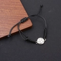 Handmade woven volleyball charm bracelet with adjustable black wax cord for sports fans - Alloy Volleyball Style (BN-0196)