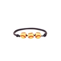 Braided black wax rope bracelet featuring three yellow softball beads for sports fans - Three Yellow-Red Baseballs Style (BN-0197)
