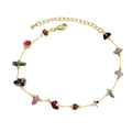 Bohemian gold chain bracelet featuring colorful natural crushed stones and lobster clasp - Optimized Tourmaline