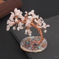 Albero della vita fatto a mano in cristallo rosa con filo di rame e base in agata - Stile Regolare Albero della Vita al Quarzo Rosa (NS-0066)