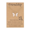 Pink butterfly friendship necklace set on Kraft card for couples and friends - Gold / White Butterfly Pendant