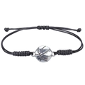 Handmade woven basketball charm bracelet with adjustable black wax cord and silver pendant - Alloy Basketball Style (BN-0196)