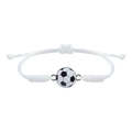 Adjustable white woven soccer ball sports bracelet with handcrafted knots and enamel charm - White Cord Enamel Soccer Style (8)
