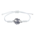 Handmade white braided soccer bracelet with antique silver football charm for sports fans - White Cord Silver Soccer Style (9)