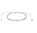 Dettaglio del bracciale intrecciato a mano con perla d'acqua dolce e perline sfaccettate - Stile Intrecciato Segmento Multicolore Blu Oro (BNS-0415 Stile 2)