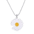 Minimalist daisy pendant necklace featuring white petals and a silver bead chain - Daisy Pendant Bead Chain (NST-0071)