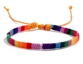 Rainbow bohemian hand-woven friendship bracelet with adjustable orange cords and slide knot - BN-0162 - Pattern 2