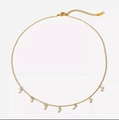 Elegant gold necklace for women featuring seven white pearls on a minimalist chain - Pearl Pendant Chain (NS-0085)