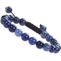 Verstelbare geweven armband met gepolijste donkerblauwe natuurlijke sodaliet kralen - Sodaliet