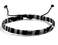Handmade black and white geometric woven cotton bracelet with adjustable pull closure - BN-0162 - Pattern 3