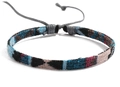 Bohemian colorful woven friendship bracelet with adjustable grey drawstring cord - BN-0162 - Pattern 5