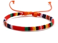 Colorful Bohemian woven cotton bracelet with adjustable drawstring and multi-color pattern - BN-0162 - Pattern 7