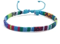Handmade bohemian friendship bracelet with colorful woven cotton cord and adjustable knot - BN-0162 - Pattern 9