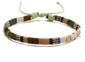 Handmade bohemian braided friendship bracelet in forest green, navy, and ivory tones - BN-0162 - Pattern 11