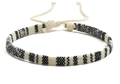 Bohemian black and white woven cotton friendship bracelet with adjustable drawstrings - BN-0162 - Pattern 12