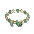 Green crystal butterfly charm bracelet with translucent beads and gold accents - 6.5cm Diameter / Green Butterfly Bracelet Style 1