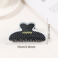 Détail de la pince à cheveux noire à pois avec texte Happy et dimensions de 10cm affichées - Noir (10cm)