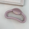 Macro detail van de mat mauve haarklem met gouden Barrette La France tekstopdruk - 11cm / Roze