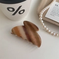 Detail of elegant brown marble hair claw clip with pearl necklace and coffee scene - Small Sycee
