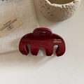 Detail of burgundy glossy hair claw with gold lettering Barrette LaFrance text - Handbag Style (6#)