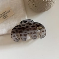 Detailed close-up of leopard print hair claw clip with golden Barrette La France lettering - Handbag Style (5#)