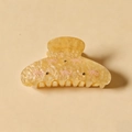 Elegante pinza per capelli crema con fiocchi rosa e strass su trama marmorizzata - Stile Fiocco Rosa Crema