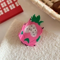 Detailansicht der Drachenfrucht-Haarklammer mit leuchtend pinker und grüner Acetat-Textur - 3# Drachenfrucht