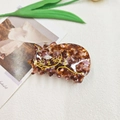 Pinza per capelli a forma di gatto in acetato tartarugato con bordi dorati - Tartarugato Chiaro Floreale