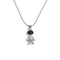 Silver astronaut pendant necklace with black visor detailing and ball chain design - Astronaut Pendant (NST-0111)