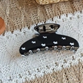 Polished black acetate shark hair claw with white Scottie dog pattern for thick hair - Black-9.8cm