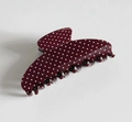 Elegant wine red hair claw clip with white polka dots for stylish hair styling - Dark Red (10cm)