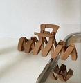 Molla per capelli geometrica marrone opaco minimalista su vassoio in metallo argento - Stile Seghettato Minimalista (Khaki A2-11-22)
