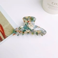 Retro colorful acetate hair claw clip with speckled stone texture for women hair styling - 8.5cm / Floral Blue
