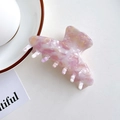 Large pink marble hair claw clip made of premium acetate for elegant ponytail styling - 8.5cm / Floral Purple