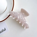 Elegant large pink marbled hair claw clip with acetate finish for long hair - 8.5cm / Gem White