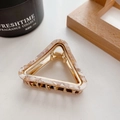 Triangle acetate hair claw clip with golden alloy frame and cream marble finish - Taro Purple