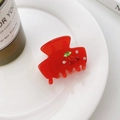 Mini acetaat haarklem met rode kristallen kersendesign in een minimalistische stijl - 3.5cm / Rood