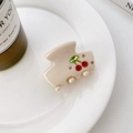 Beige acetaat haarklem met sprankelende kersenvorm voor meisjes en vrouwen - 3.5cm / Off-wit