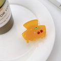 Bright yellow acetate hair claw clip with cherry rhinestone pattern for elegant styling - 3.5cm / Orange & Yellow