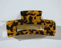 Classic leopard print acetate rectangular hair claw clip with amber tortoise pattern - 10.5cm / Coffee Tortoiseshell Style