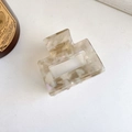 Small square acetate hair claw clip with cream marble texture and pearl finish - 5.2cm / Black