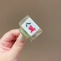 Creative Mahjong hair claw clip with green and white Eight Myriad pattern - Eight Thousand